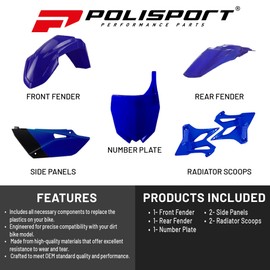 Polisport Motocross (MX) Replica Plastic Kit for Yamaha YZ85 (2015-2021) Dirt Bike – OEM Quality, Durable, Flexible & Perfect Fit – Blue/Black