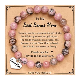 Kilener Bonus Mom & Stepmom Gifts: Beaded Bracelet for Mothers Day, Step Mom, Stepmother, Thank You Gift for Mother in Law