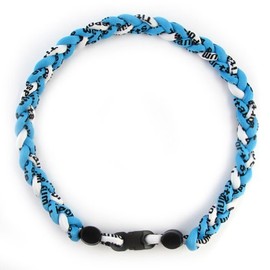 MapofBeauty 18" Fashion Three Braided Rope Sport Style Tornado Necklace (Azure Blue/White)