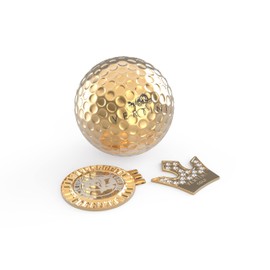 [VERTINI] 金メッキ/ゴールドゴルフボールとボールマーカーセット/マグネット ハット クリップ付き/おしゃれ ゴルフ用品 アクセサリー /高級 ゴルフ 小物