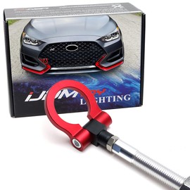iJDMTOY Sports Red Track Racing Style Tow Hook Ring Compatible with Hyundai 2019-up Veloster, 2010-up Genesis/Genesis Coupe, 2014-up Kia Soul, 23-up Telluride, etc