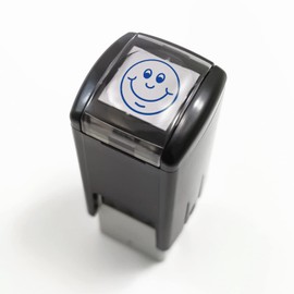 Mini Smiley Happy Face Pre Inked School Reward Feedback Marking Stamper Stamp 10mm Primary Teaching Services (Blue)