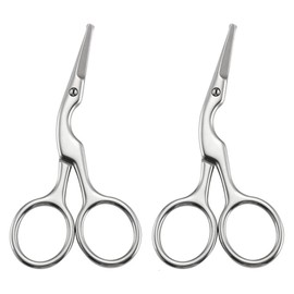2 Pcs Brow Shaping Scissors Professional Stainless Steel Beauty Scissors Multi-Purpose Nail Scissors for Men and Women Trimming Eyebrows and Eyelashes (Round Headed Scissors)