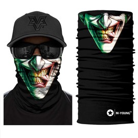 Skull Face Mask Bandanas, Neck Gaiter, Headwear, Magic Scarf, Headband for dust sun wind (Green)
