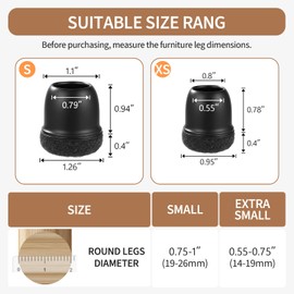 20PCS Black Chair Leg Protectors for Hardwood Floors, Silicone Chair Leg Floor Protectors for Chairs, Rubber Chair Leg Caps with Felt Pads for Tile from Scratches, Reduce Noise (Fit 0.55"-0.75")