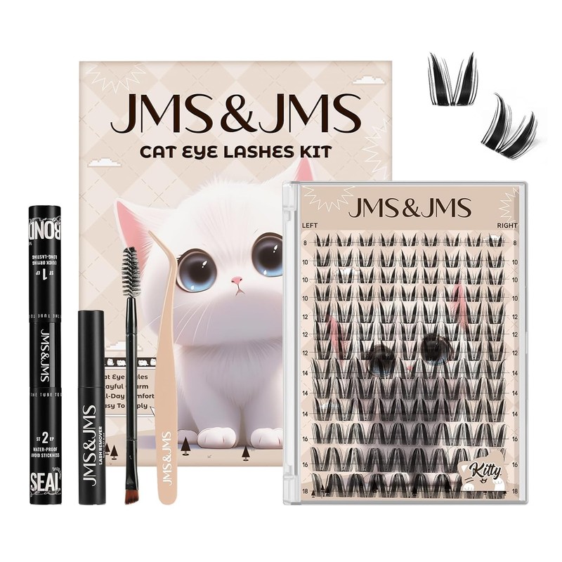 JMS&JMS Bunny Lash Clusters Kit, Anime Eyelash Clusters with Spikes,