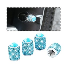 zipelo Bling Valve Stem Caps, 4 Pack Crystal Rhinestone Car Tire Valve Covers, Dustproof Stem Cap for Auto Wheel, Sparkling Tire Air Valves Cover, Universal for Most Vehicles (Blue)