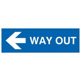 Viking Signs IA5314-L31-1M "Way Out (Arrow Left)" Sign, Plastic, 1 mm Semi-Rigid, 100 mm H x 300 mm W