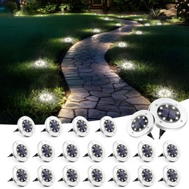 SOLPEX Solar Lights Outdoor Waterproof, 20 Pack Solar Ground Lights, Solar Garden Lights Landscape Lighting for Pathway Driveway Patio Backyard Walkway (Cool White)