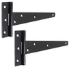 Black Tee Hinge Pair 250mm/10 Inch Long Strong Outdoor Garden
