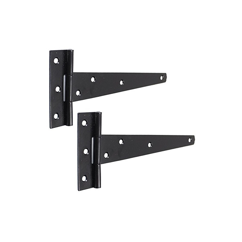 Black Tee Hinge Pair 250mm/10 Inch Long Strong Outdoor Garden