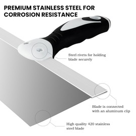 Mister Rui Putty Knife Set, 5 Pack Drywall Knife Set, Stainless Steel Drywall Tools, Drywall Taping Knife Set, Paint Scraper Tools, Drywall Hand Tool Kit, Spackle Knife Set, Drywall Finishing Tools