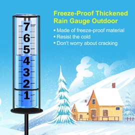 Rain Gauge Outdoor Upgraded, Accurate Freeze Proof Thickened Rain Gauges Outdoors Best Rated, Large Clear Numbers and Adjustable Height Rain Measuring Tool for Garden, Yard, Lawn, Patio, and Farm Use