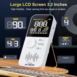 EX-GEAR Digital Metronome, Rechargeable Electronic Metronome with Color LCD Screen, Wide Tempo Range & Multiple Time Signatures for Piano, Guitar, Violin, Drums & All Instruments