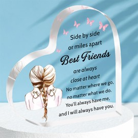 HULALA Best Friend Plaque Gifts For Women Girls Best Friend Birthday Gifts Friendship Gifts For Women Best Friend Heart Acrylic Plaque For Christmas Long Distance