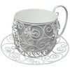 Kawabata 1306IFH008 Iron Pot Cover, Teacup Planter, White