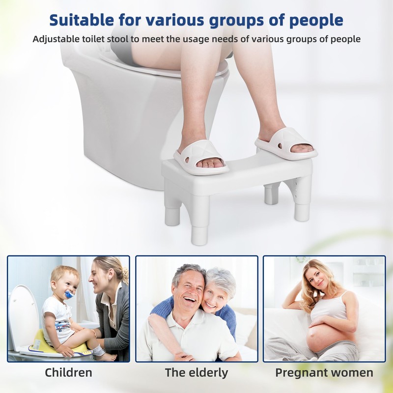 Poop Stool Toilet Stool White Adults for Bathroom, 5.9"" to