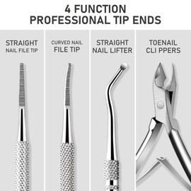 Ingrown Toenail Tool Kit: Ingrown Toenail Clippers, Ingrown Toenail File and Lifters, Under Nail Cleaner - Professional Pedicure Tools Set for Effective Treatment