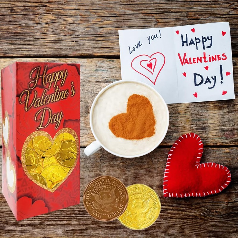 Fruidles Valentine's Day Chocolate Gold Coins, Valentines Candy, Gold Coins
