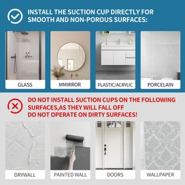 Deluwire Suction Cup Hooks for Shower,2 Packs Towel Holder,Removable Shower Towel Suction Hooks for Bathroom Wall,Kitchen,Glass,Mirror,Tile to Hang Robes,Loofah-Silver(No Rough or Dirty Surfaces.)