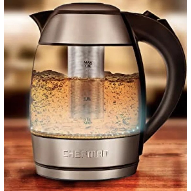 Chefman, Cordless Glass Electric Kettle Boil Water Tea Infuser
