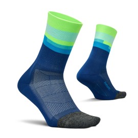 Feetures Elite Light Cushion Mini Crew Sock - Sport Sock with Targeted Compression - Medium, Surfboard Blue (1 Pair)