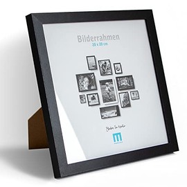 M MERCEO Picture frame 20 x 20 cm (1 piece) in black, minimalist and modern photo frame for photos and pictures Includes: Acrylic glass protection Suitable as a table stand and for the wall, square