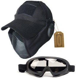 ANCL Airsoft Face Guard Goggle Hat Protector Mask Face Mask Airsoft Game (Black)