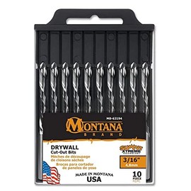 Montana Brands MB-63194 Drywall Cut Out Drill Bits, 3/16", 10 Pack