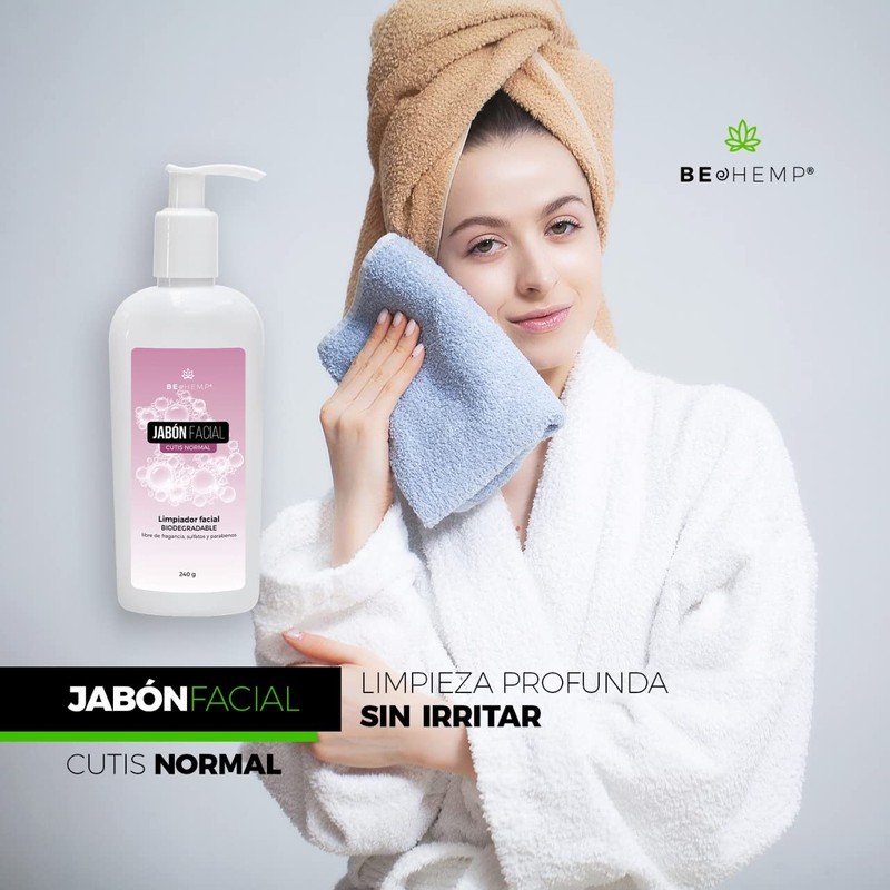 Jabón facial para todo tipo de piel 250 ml Beohemp