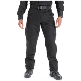 5.11 Tactical Pants for Men, TDU Ripstop Cargo Work Pant for Police, Operator, & Patrol, Black, Large/Short, Style 74003ABR