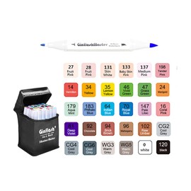 Ginflash Brush & Fine Art Markers Pen Sketch Alcohol Based Markers Dual Tipped Manga Drawing Coloring Marker Art Supplies (30)