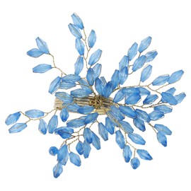 ITOS365 Napkin Rings Set of 12 for Dining Table Decoration Parties Everyday Metal Napkin Holder Leaf Turquoise (Pack of 12)