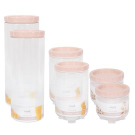 YöL Set of 6 Stackable Dry Food Storage Canisters Tub Kitchen Container Freezer Safe, 710ml x2 1400ml x2 2200ml x2