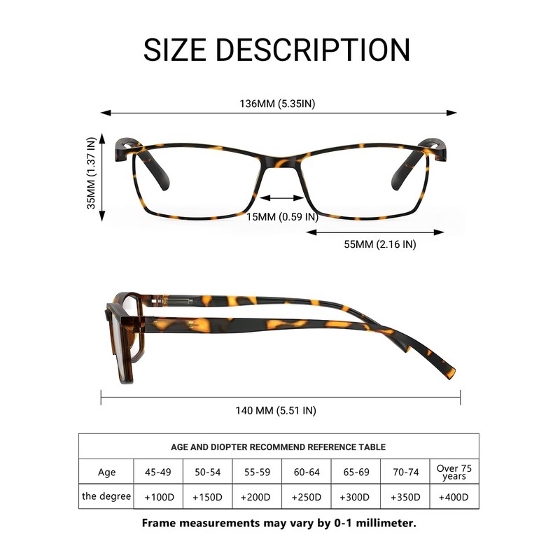 TERAISE Anti- UV Reading Glasses 4 Pairs Blue Light Blocking