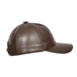 Real Leather Baseball Cap Adjustable Sports Casual Plain Summer Winter Hat (Brown)