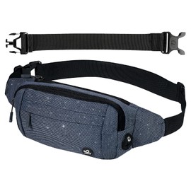 Waterfly Bumbags Waist Fanny Pack Ladies Fashion Bum Bag with Adjustable Belt for Sport Running Hiking Jogging Girls Women Men Denim Blue