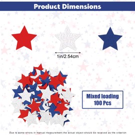 Heyiminy 100Pcs Red White and Blue Star Confetti, 4th of July Glitter Table Confetti, Red Blue White Twinkle Stars Table Decorations for Independence National Day Patriotic Party Decoration