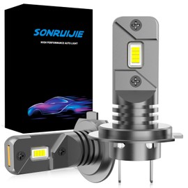SONRUIJIE H7 LED Headlight Bulb 16000LM 100W, 6000K White Super Bright Mini LED H7 Bulbs Car Conversion Kit Halogen Replacement, Pack of 2