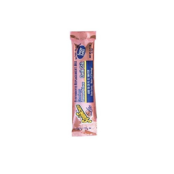 Sqwincher 060099-SL .11 oz. Qwik Stik ZERO Instant Powder Concentrate Stick Strawberry Lemonade Electrolyte Drink - Yields 20 oz. (50 Each Per Package)