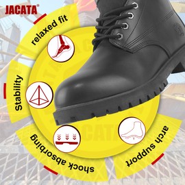 Jacata Men's Water Resistant Leather Work Boot Rubber Sole Construction Oil Resistant Utility Industrial Boots (Black Size 10)
