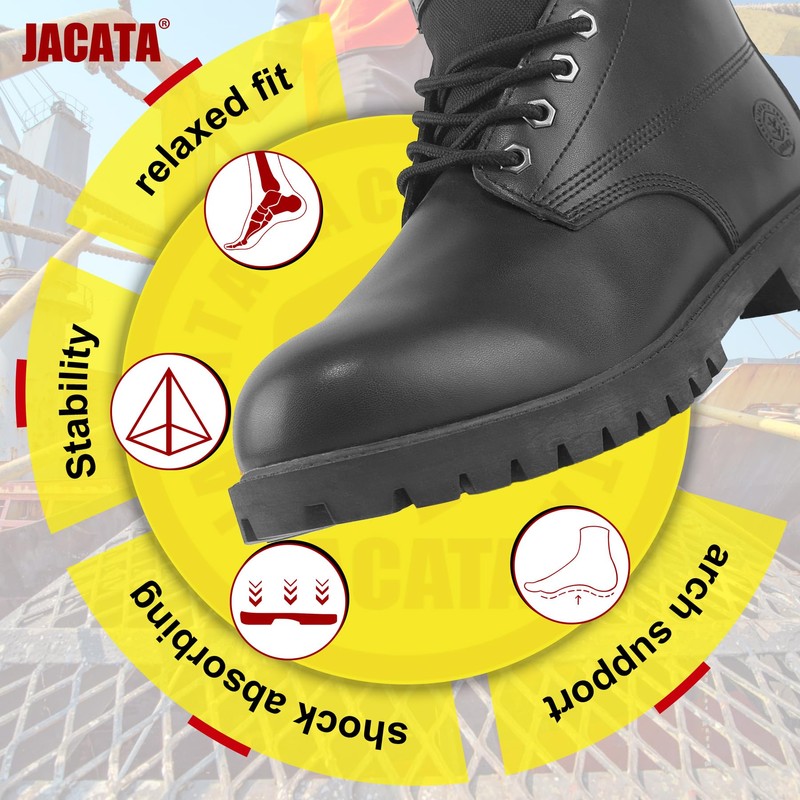 Jacata Men's Water Resistant Leather Work Boot Rubber Sole Construction