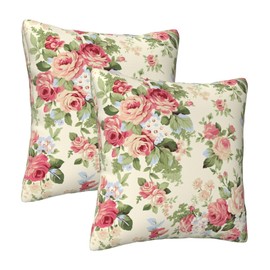 OLUSENMO Multicolor Roses & Greenery Throw Pillow Covers Set of 2 Ultra-Soft All-Season Pillow Shams with Hidden Zipper,Durable for Sofa Bed Car Decor & Gift 18x18IN