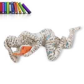 Cyrank Reading Woman Figure, Resin Figure Decoration for Shelf, Shelf Decoration, Small Reading Women Shaped Sculpture, Abstract Reading Figure, Innovative Lady Statue, Cellulose Shapes, Bookshelf