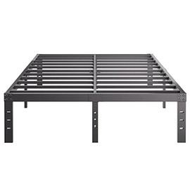 COMASACH Queen-Size Metal Bed-Frame No Box-Spring Needed,12-Inch Noise Free Black Platform-Bed Base, Easy Assembly,Heavy Duty Steel Slat Support Non Slip Mattress Foundation