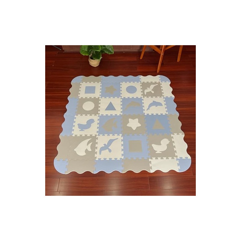 Tapete de Juego de Animales (Azúl Beige)