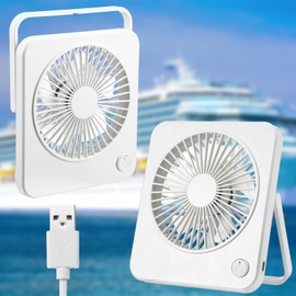 VIHOSE Cruise Ship Approved Travel Fan 180° Foldable Portable Travel Fan 3 Speeds Adjustable Small Desk Fan with a Power Socket Cruise Ship Essentials for Cruise Travel Home Bedroom Office Desktop