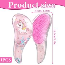 GXGM Haarbürste ohne Ziepen, Lockenbürste, Die Perfekte Detangler-Bürste für Locken, Glattes, Dickes, Dünnes Haar, Haarbürste für Kinder und Damen, Rosa Einhorn, 1 Stück