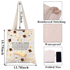 PLITI Funny Book Lover Tote Bag Library Gift Literature Gift Bookworm Gift Book Club Inspirational Quote Shoulder Bag (Life Like Book TGU)