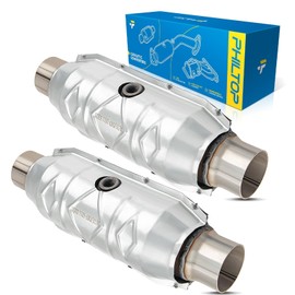 PHILTOP 2PCS 2.5" Universal Catalytic Converter Stainless Steel Catalytic Converter Kit Direct-Fit Replace 99306HM (EPA Compliant)